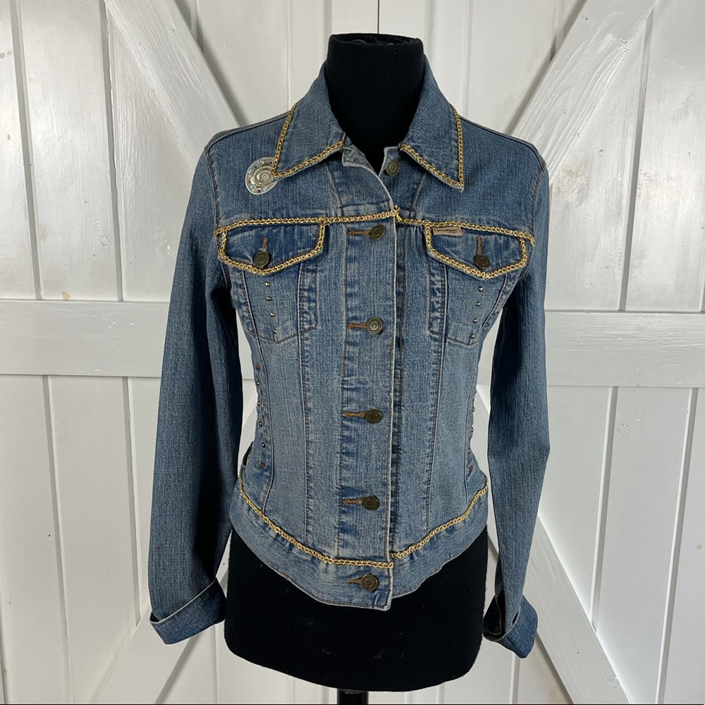 Levi’s denim jean jacket with cat design size M